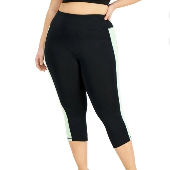 ID Ideology Women's Colorblocked Capri Leggings Green ASh - Picture 2 of 11